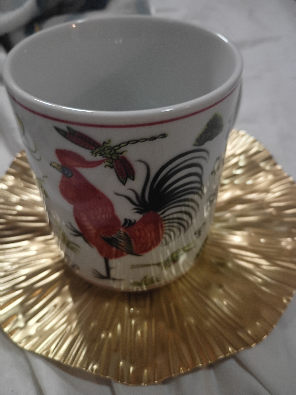 White Ceramic Rooster Mug 60-70's Neiman Marcus